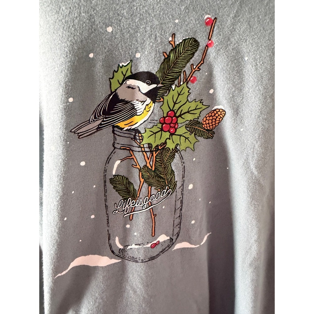 Life is Good Women's Long-Sleeved Crusher Tee Size XL Mason Jar Bird V-Neck - Picture 3 of 7
